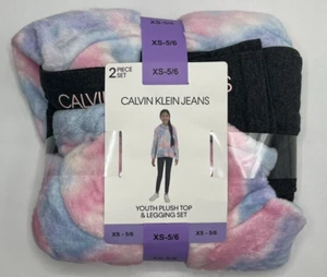 Girls Size XS (5/6) Calvin Klein Jeans 2-Piece Pants Set Leggings & Plush Top - Picture 1 of 4