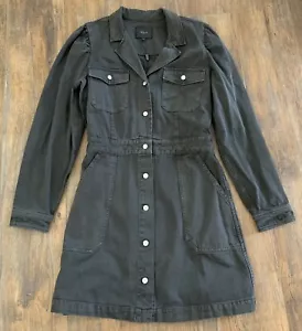 Rails Lisette Button-Up Shirt Dress Jacket Carbon Gray Black Denim 4 Pocket Sz M - Picture 1 of 24