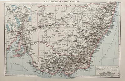 1896 Southeast Australia Original Antique Map 125 Years Old - Image 1 of 3