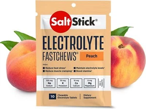 Saltstick FastChews PEACH 6Pk FastChews Electrolytes Chewable Tablets Free Ship - Picture 1 of 3