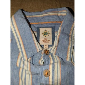 The Territory Ahead Men's Blue Striped Long Sleeve Shirt Size XL Half Button - Picture 1 of 6