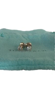 Tiffany Co Solitaire Diamond Stud Earrings 18 K Women 0.22 - Image 1 of 4