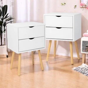 Set of 2 Modern Bedroom Nightstands with Drawer Storage - Picture 1 of 24