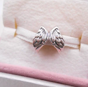 GUARDIAN ANGEL WINGS MEMORIAL MEMORY S925 STERLING SILVER BRACELET CHARM & POUCH - Picture 1 of 4
