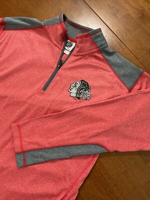 Pullover rojo Chicago Blackhawks NHL para hombre M hockey con licencia oficial 1/4 cremallera Foto 1 de 4