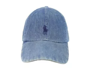 Polo Ralph Lauren Adjustable Denim Baseball Cap Hat with Pony - Denim Blue - Picture 1 of 4
