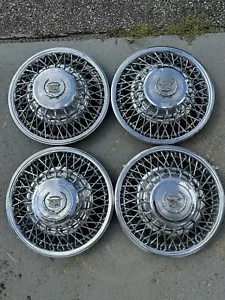 4 79-81 Cadillac Eldorado 15” Locking Wire Wheel Covers Hubcaps Seville 80 - Picture 1 of 23