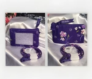 Vera Bradley Ausweisetui mit Reißverschluss + passendes abnehmbares Schlüsselband-Set WILD ROSES NEU MIT ETIKETT RV $ 54 - Bild 1 von 12