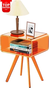Acrylic Nightstand Side Table Bedroom Living Room Orange 50Kg 41X30X50Cm - Picture 1 of 12