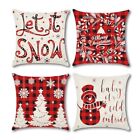 Red Christmas Pillow Covers 18x18 Holiday Throw Pillows Case Xmas Winter Pill...