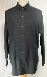 Men's Van Huesen Dress Shirt Black On Black Long Sleeve - Picture 1 of 9