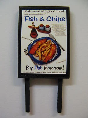 TRACKSIDE SIGNS Fish & Chips - Modellbahn Reklametafel - Spur N, OO Spur & O