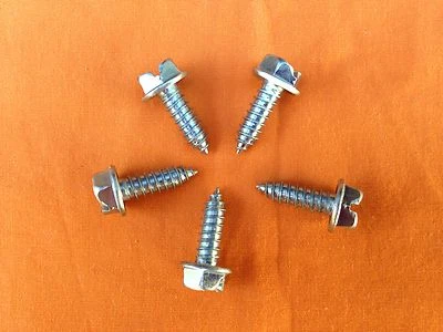  500  Bulk Zinc Plated  LICENSE PLATE TAG SCREWS  Hex  Head Car Dealer Lot Self - Image 1 of 3