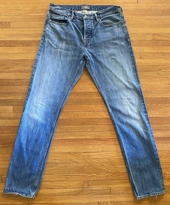 Jeans uomo VINCE bottoni mosca dritto invecchiato lavaggio medio made in USA 32x33 - Foto 1 di 14