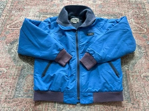 LL Bean Warm Up Jacket VTG Blue Polar Plus Fleece Lined Bomber Women’s Medium - Picture 1 of 10
