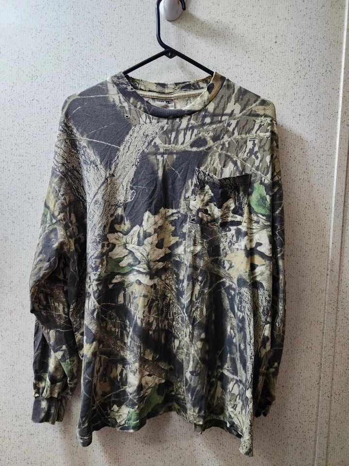 Vintage Jerzees Outdoor Hunting Shirt Long Sleeve Camo Large Distressed - Image 1 of 4