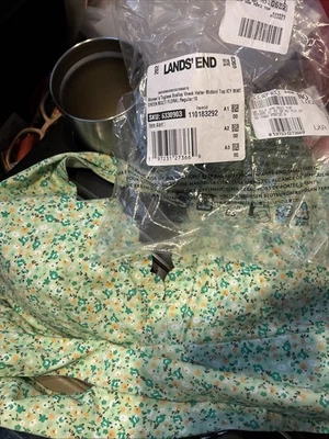 Nuevo Traje de Baño Lands End Top Talla 10 Halter Midkini Top Verde Floral Traje de Baño Foto 1 de 4