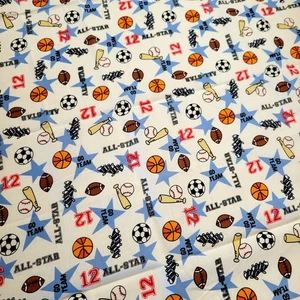 Cotton Fabric All Star Sports Balls Megaphone 28x43” Joann Fabrics Football - Picture 1 of 7
