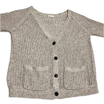 Cardigã feminino botão garagem M/L bege aconchegante suéter bolsos botões de malha  - Imagem 1 de 4