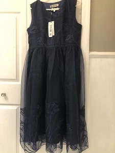 Beautiful Navy Sleeveless Dress Fully Lined By HZY - Picture 1 of 10