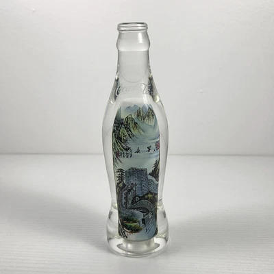Coca-Cola Bottle Chinese Inside Reverse Painted Crystal Great Wall of China #936 - Image 1 of 4
