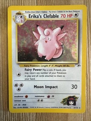 Pokemon TCG - Erika's Clefable 3/132 Holo - Gym Challenge - LP/MP - Image 1 of 2
