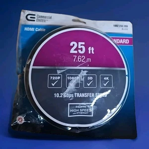 COMMERCIAL ELECTRIC ~ HDMI Cable Standard 25ft. 10.2 Gbps Transfer Speed - Picture 1 of 2