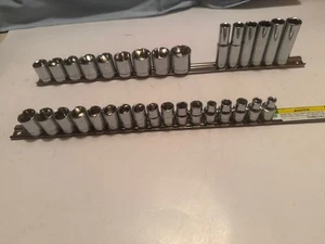NEW Craftsman 3/8" DRIVE 32 PC METRIC & SAE 6 POINT DEEP & STD SOCKET SET + RAIL - Bild 1 von 7