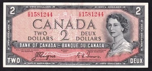Canada 1954 $2 Two Dollar Devils Face Banknote Coyne - Towers C/B 1581244 - Picture 1 of 2