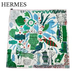 HERMES Carre 90 100% Silk Scarf "LA MAISON DES OISEAUX PARLEURS" No-box - Picture 1 of 10