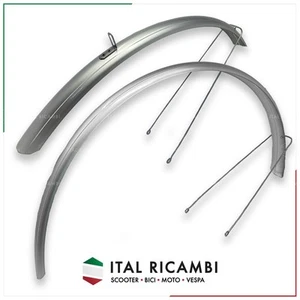 COPPIA PARAFANGHI BICI BICICLETTA SILVER 28 - Foto 1 di 8