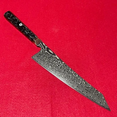 kitchen knife Kiritsuki Gyuto Damascus carbon pattern black dyed 215mm - Image 1 of 3
