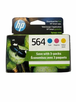 Cartuchos de tinta originales HP 564 cian magenta amarillo paquete de 3 combo 2025 caja sellada Foto 1 de 4