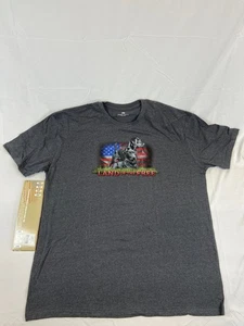 Unisex 2XL Land Of The Free T Shirt Dogs American Flag New Tee Gray Casual - Picture 1 of 5