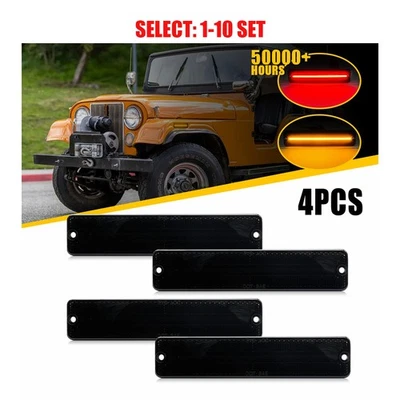 Luz marcadora LED lateral guardabarros trasero/delantero lente roja y ámbar para Jeep CJ5 72-83 4-40x Foto 1 de 4