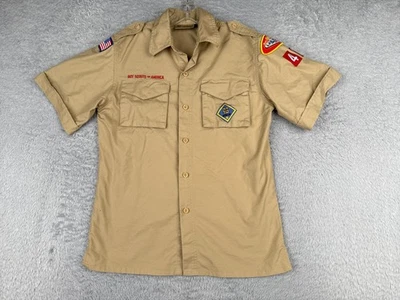 Boy Scouts of America Shirt Youth Large Beige Short Sleeve Cotton Blend Vegas - Image 1 of 4