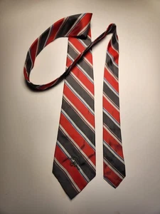 Neck Tie VTG Countess Mara 60s Striped Red Black combo CM Logo Silk 56 x 3-3/8 - Picture 1 of 5
