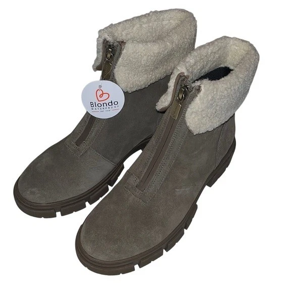 NUEVO CON ETIQUETAS Para Mujer Marrón Rubio Plaka Impermeable Gamuza Cuero Botas Talla 8 Puños Polares Foto 1 de 4