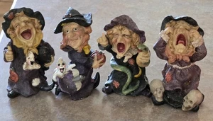 Set Of 4 CORNERSTONE Creations Halloween Witches Resin 5" - Picture 1 of 12