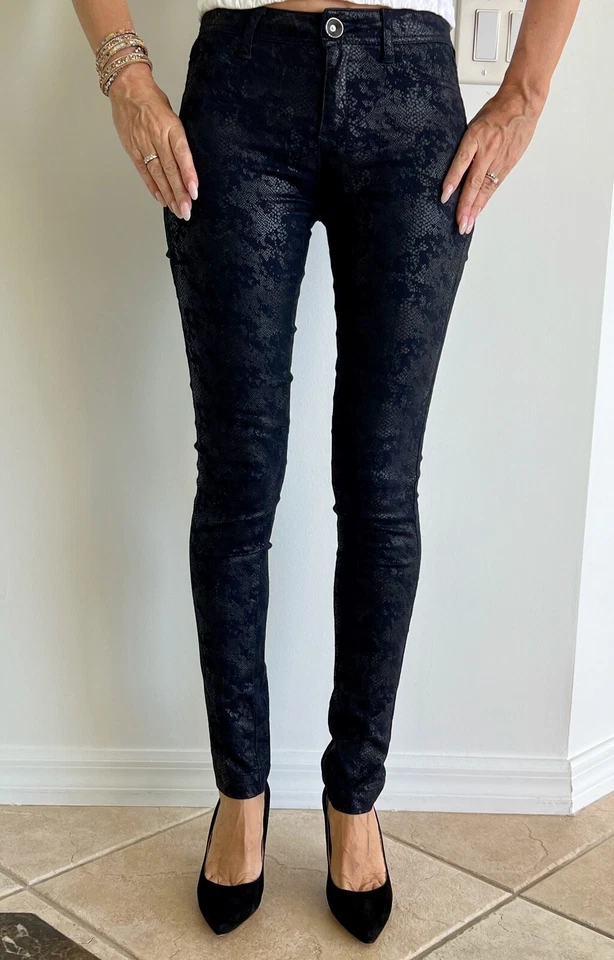 Pantalones al Tobillo DESIGUAL Recubiertos Jegging - Estampado Serpiente - Azul Oscuro - Talla 26 Foto 1 de 4