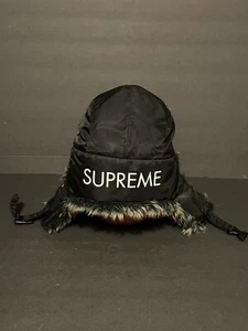 SUPREME Trooper Hat FW2010 Black Nylon Faux Fur EX Condition - Picture 1 of 6