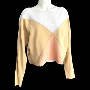 Sudadera Free People Boho Oro Bronceado Bloque Recortado Gran Tamaño Talla S/P Colores de Otoño - Imagen 1 de 6