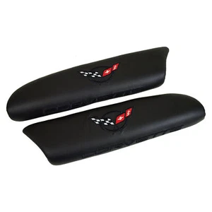Almohadillas de reposabrazos de cuero Corvette C5 - negras con logotipo C5 1997-2004 - Imagen 1 de 7