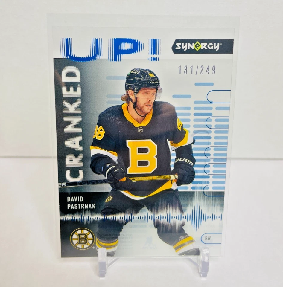 2022-23 Upper Deck Synergy Cranked Up Blue /249 David Pastrnak #CU-DP Acetate - Image 1 of 2