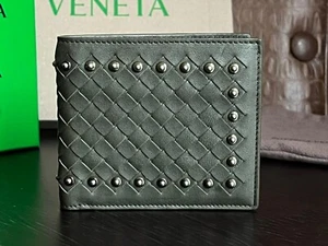 BOTTEGA VENETA BI-FOLD INTRECCIATO LEATHER WALLET MILITARY GREEN HAND MADE NEW - Picture 1 of 14