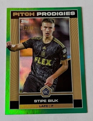 2023 Topps MLS STIPE BIUK Pitch Prodigies GREEN Refractor /75 LAFC - Image 1 of 2