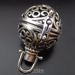 2 pezzi medaglione ciondolo chiamante angelo cavo ottone argento vintage 39697 - Foto 1 di 3
