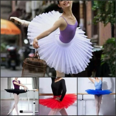 Adult Ladies White Dance Ballet Practise Pancake Plateau Tutu Skirt M/L/XL/XXL - Image 1 of 4