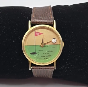 Vintage Lafayette Golf 18th Hole Gold Tone Wrist Watch - New Battery *WORKING* - Picture 1 of 10