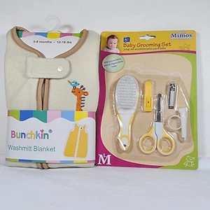 Bunchkin Washmitt Blanket 3-9 Months Sleeveless, Baby Grooming Set Lot New - Picture 1 of 4